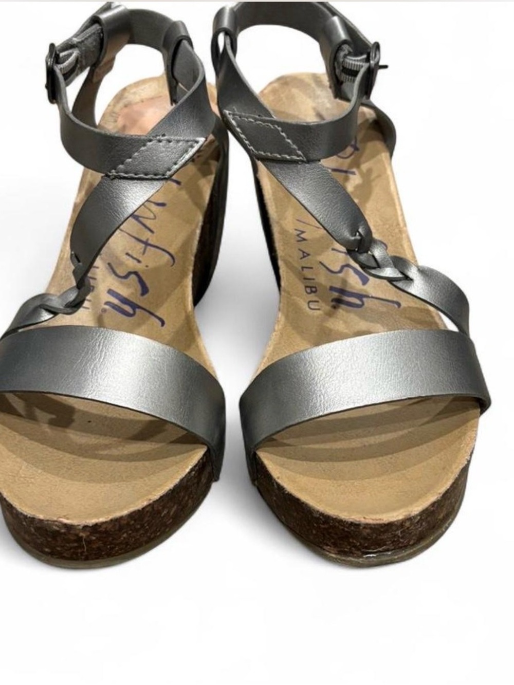 Malibu Metallic Silver Wedge Sandals